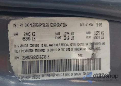 2005 Dodge Magnum Rt z USA, uszkodzony, nr VIN 2D8GV58295H683016